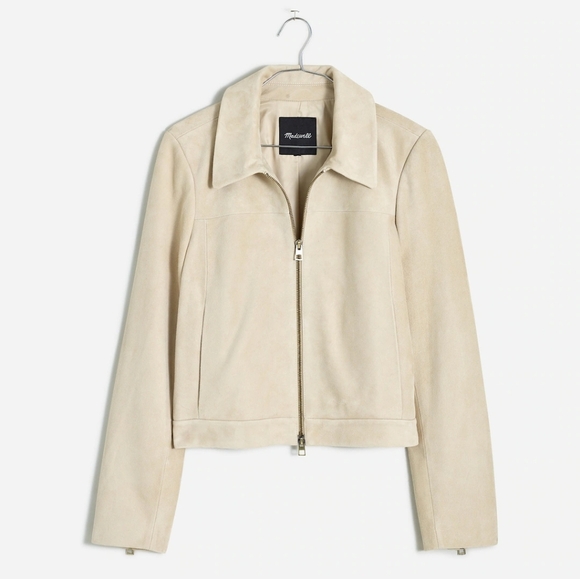 Madewell Shrunken Zip-Front Jacket in Suede Light Sand Size 4 NWOT Madewell - Picture 6 of 10